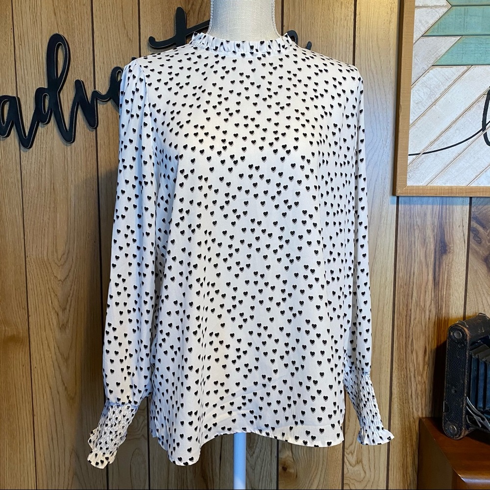 Rachel Zoe Ruffled Heart L/S Blouse - Size L